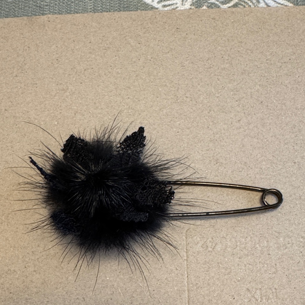 Elegant Black Feather Brooch